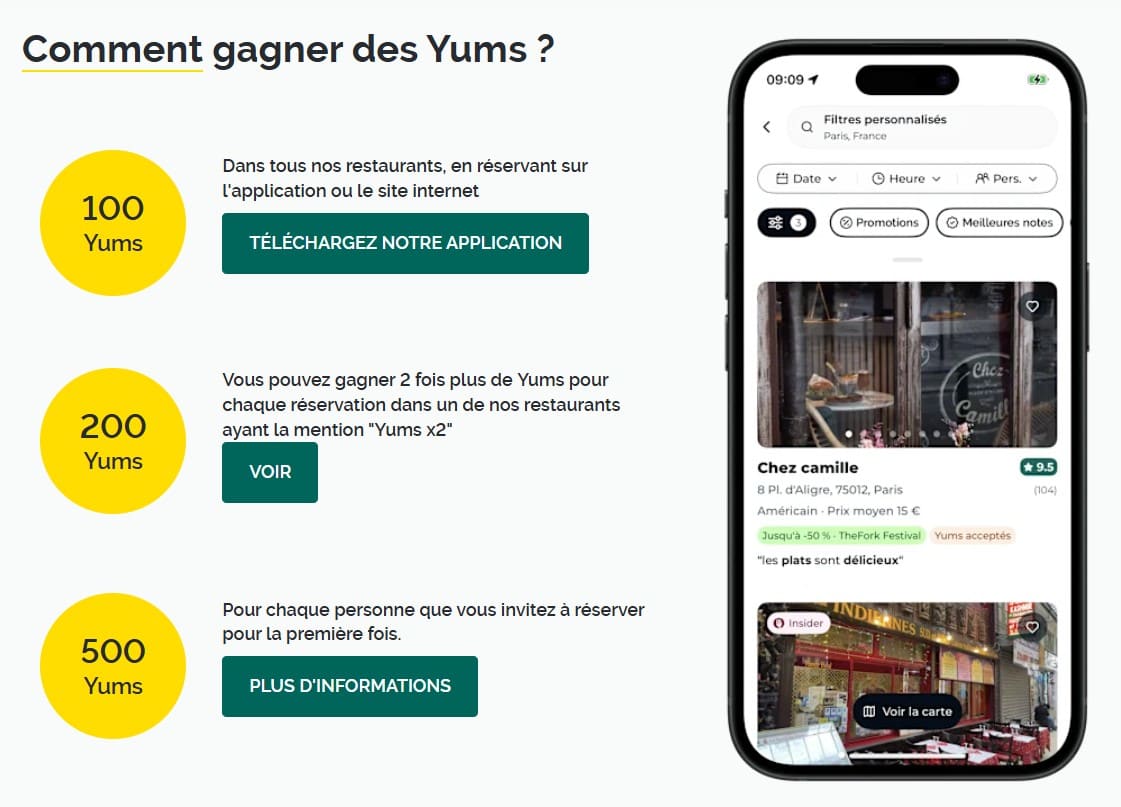 The Fork, idéal pour manger moins cher au restaurant ! comment gagner des yums the fork