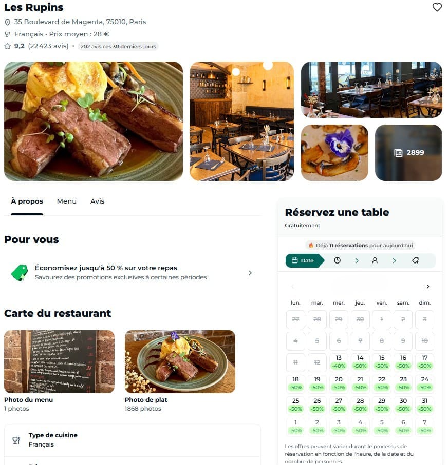 The Fork, idéal pour manger moins cher au restaurant ! tarif reduit restaurant via the fork