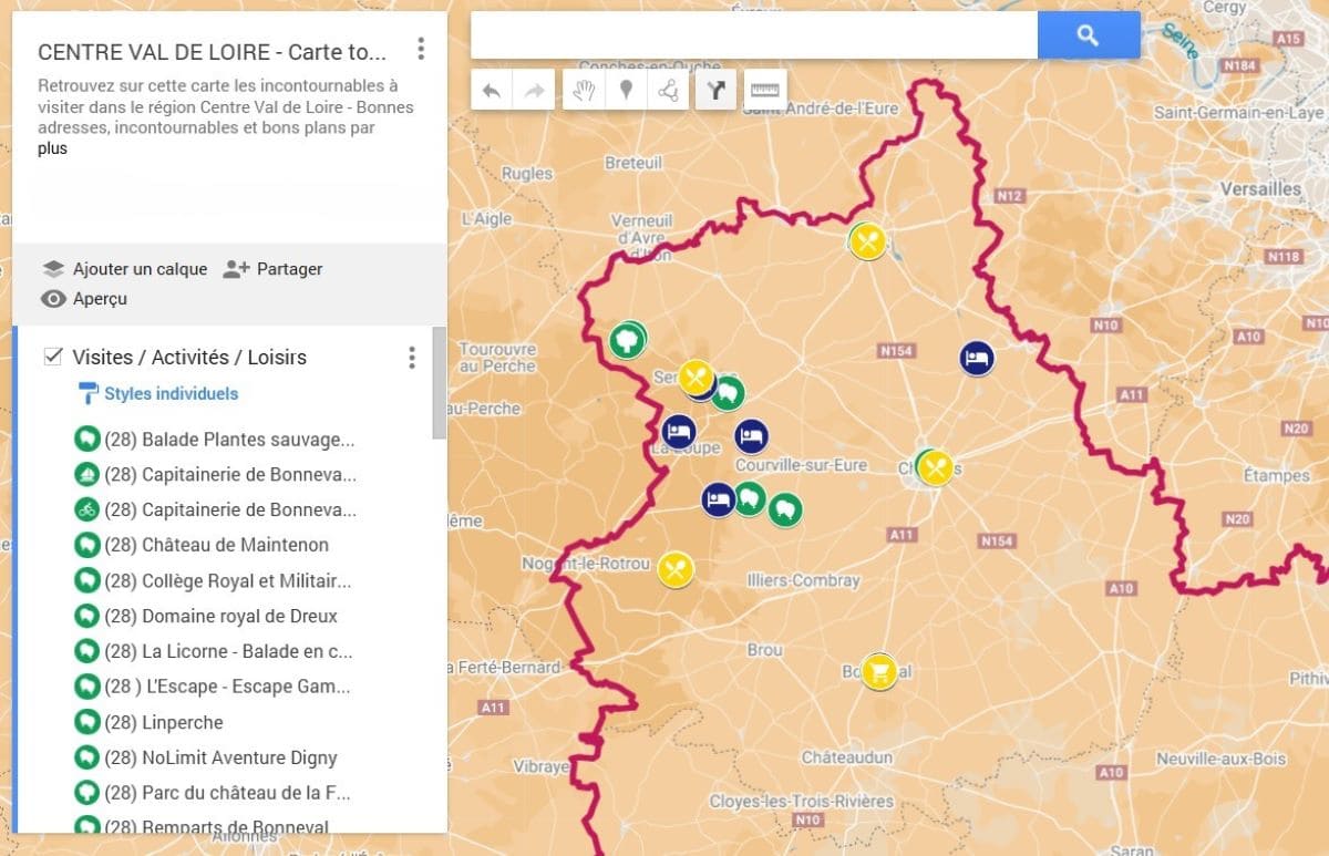 plan et carte touristique de l eure et loir par copinesdebonsplans.fr