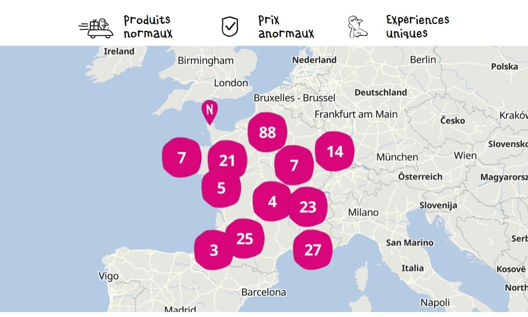 NORMAL, l'enseigne aux prix anormalement bas ! magasins NORMAL carte des implantations des boutiques en france