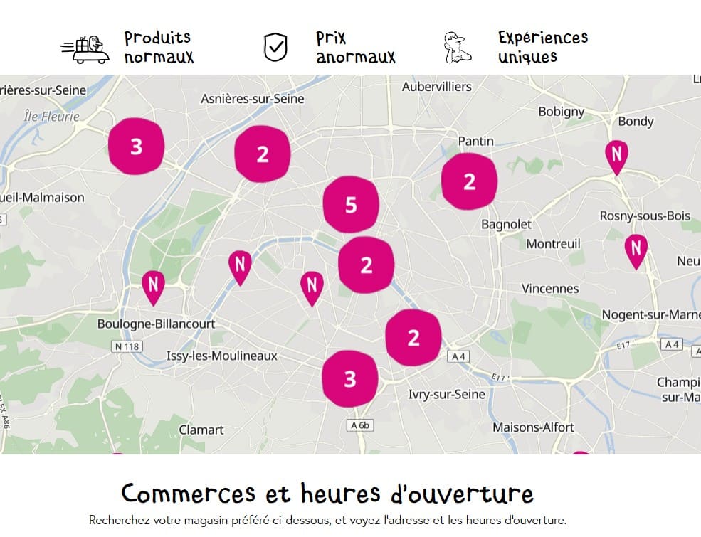 repartition des magasins NORMAL en ile de france