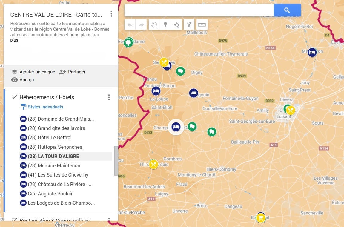 carte touristique eure et loir focus autour du gite la tour d aligre