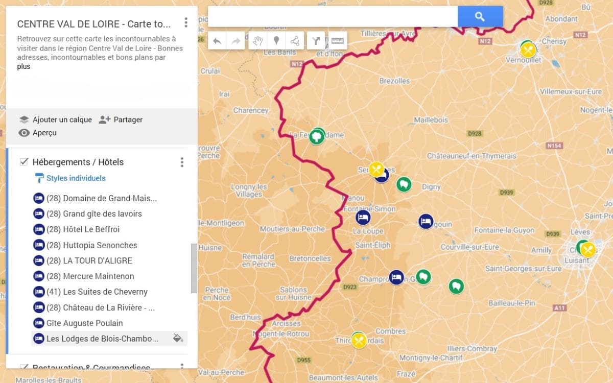L'auberge de Grand Maison dans le Perche Carte eure et loir autour du domaine de grand maison