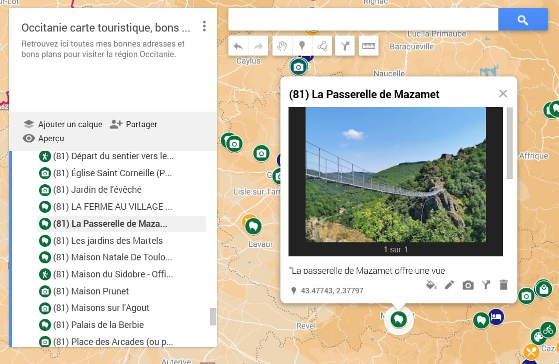 carte touristique du Tarn par Laure de copinesdebonsplans.fr