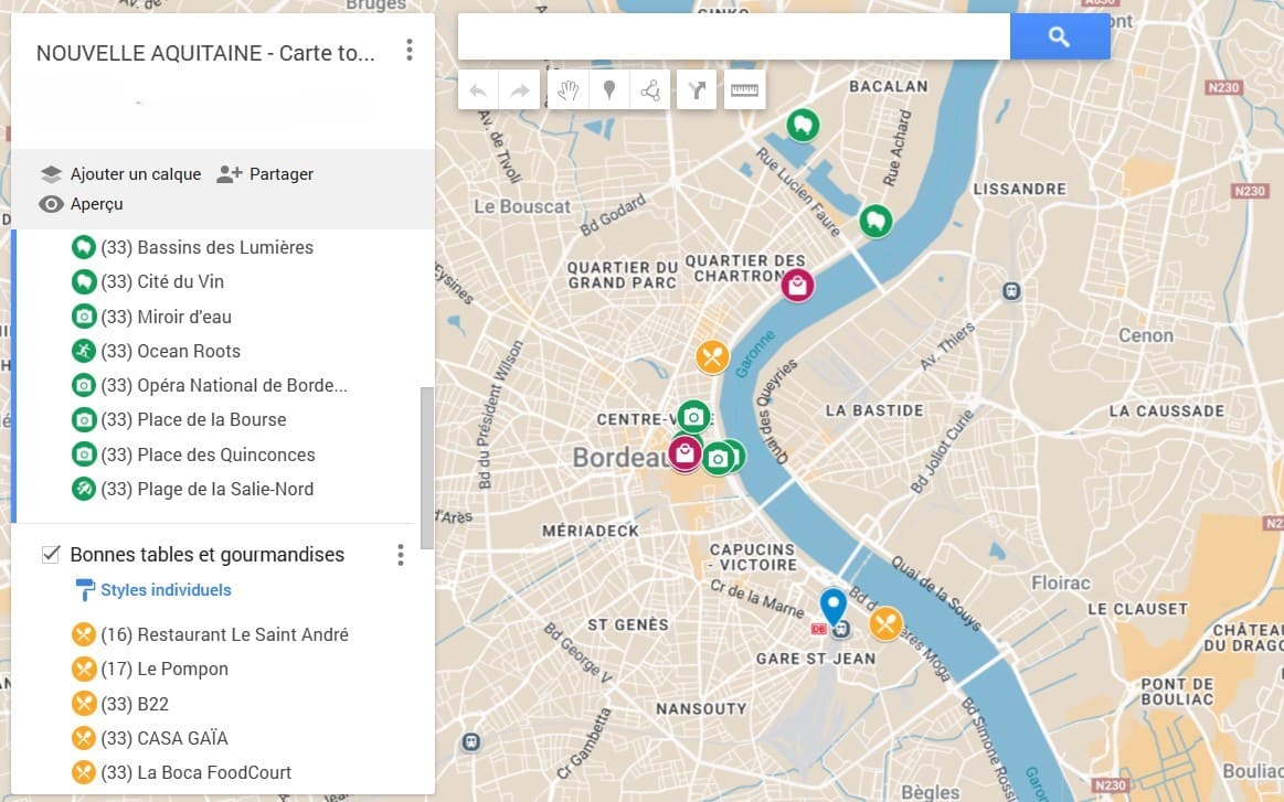 carte touristique de Bordeaux