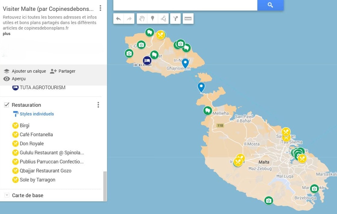 carte touristique de Malte par copinesdebonsplans.fr
