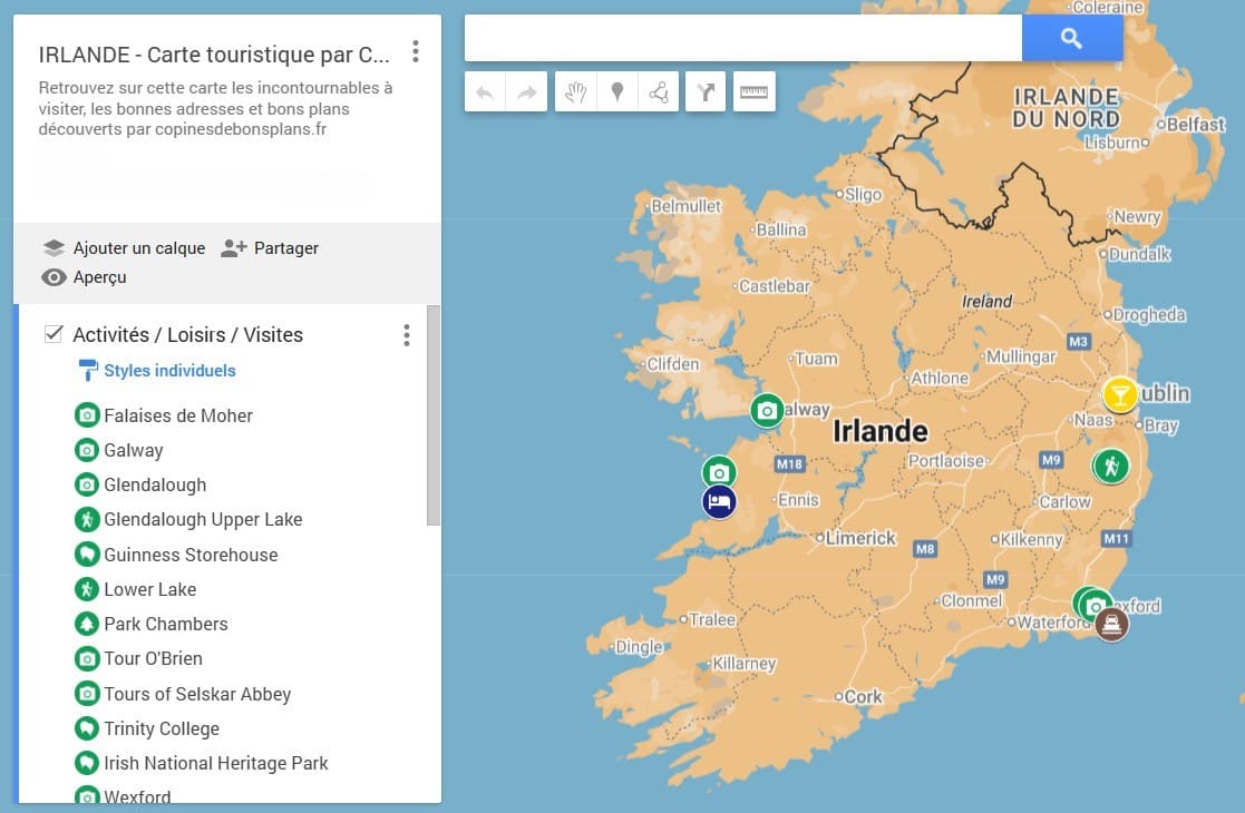 carte touristique de l irlande par copinesdebonsplans.fr