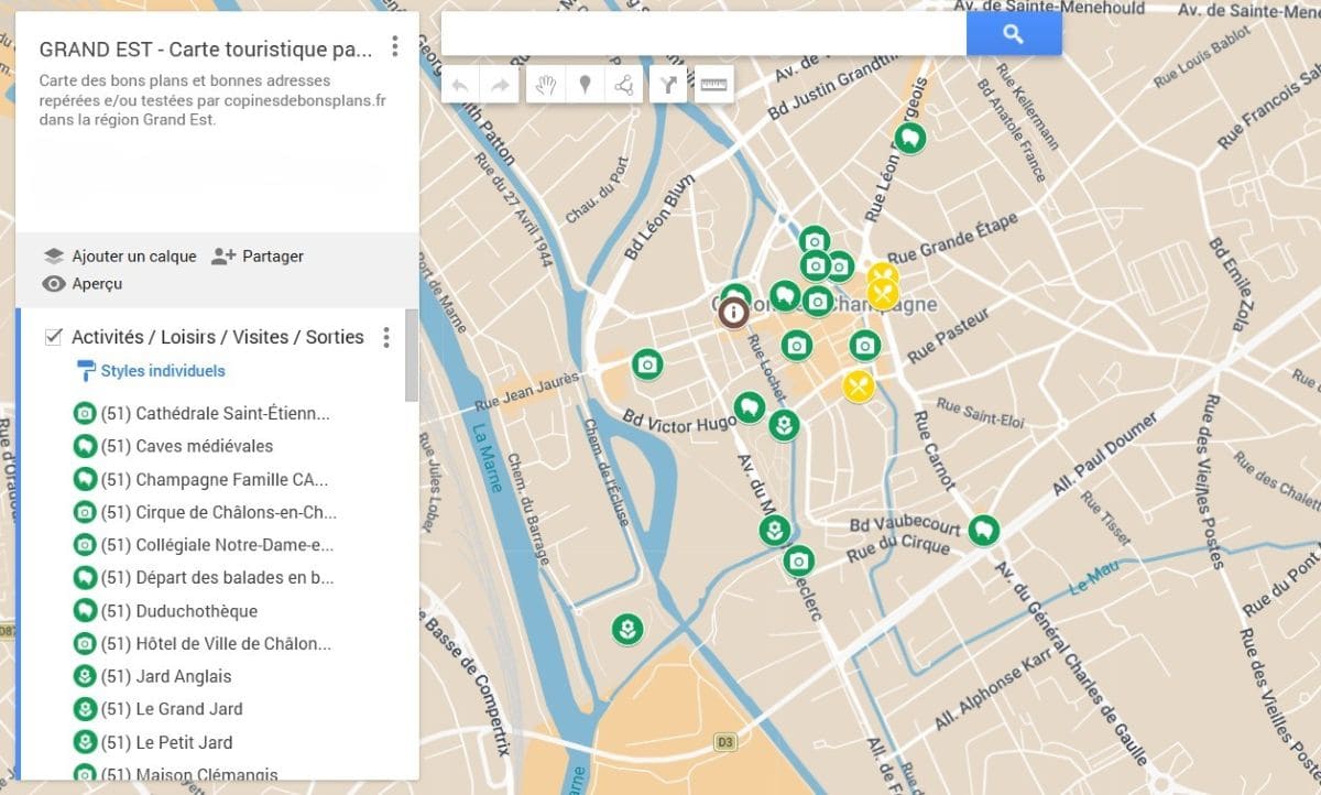 Visiter Châlons-en-Champagne en amoureux carte touristique de chalon en champagne