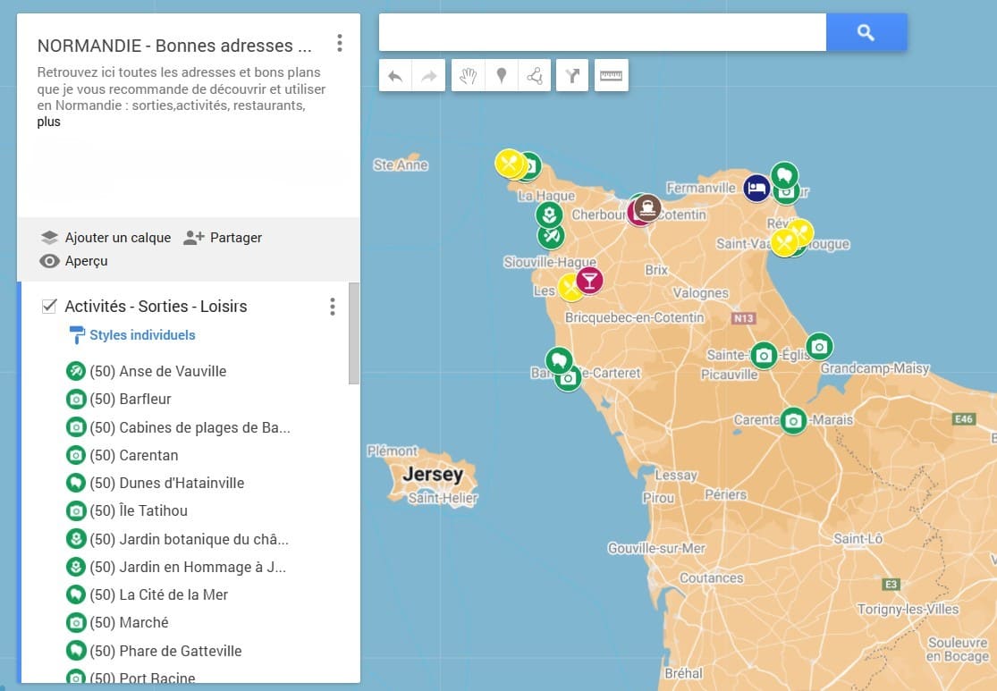 Carte touristique de Normandie avec focus Cotentin par Copinesdebonsplans