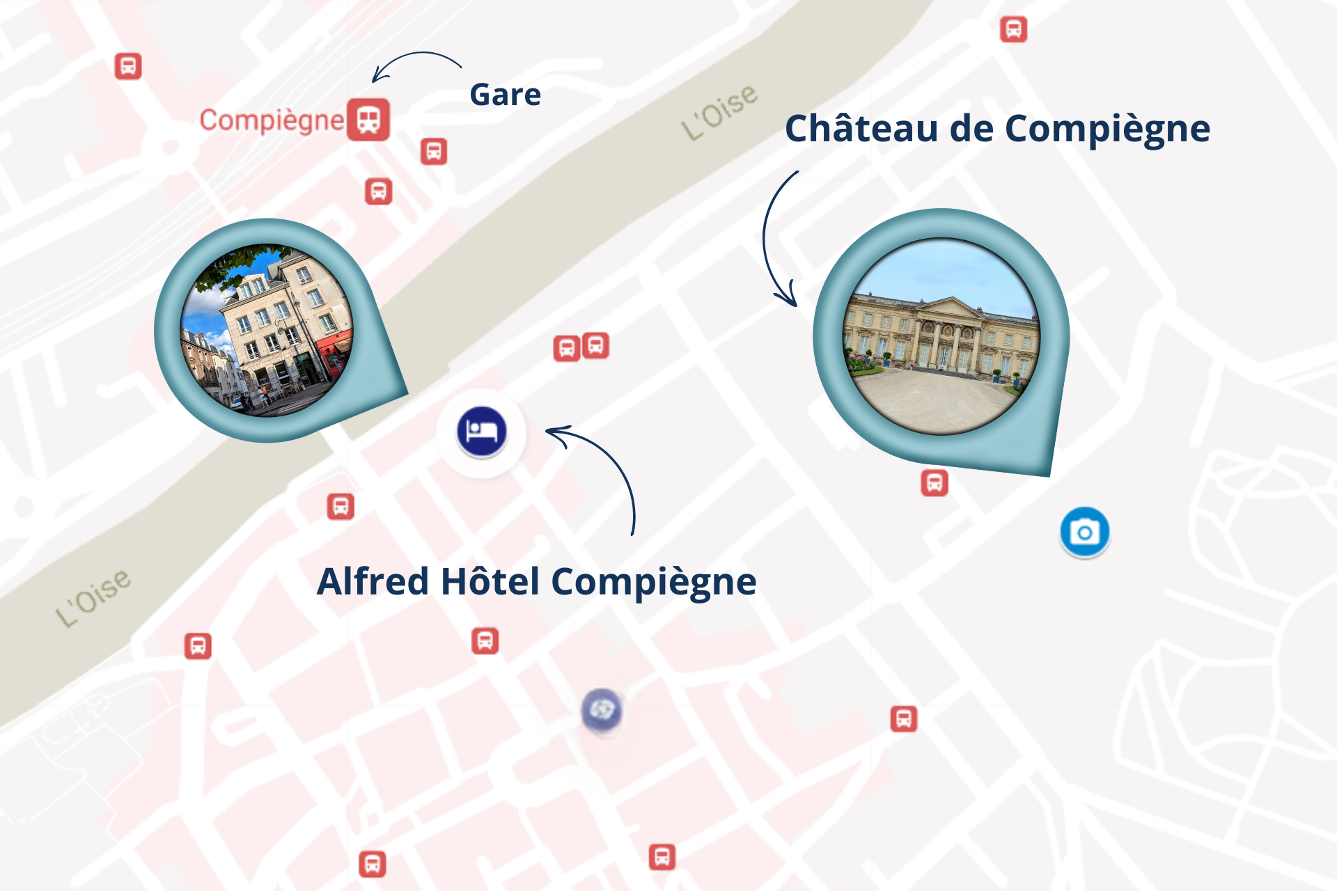 Localisation Alfred Hotel Compiègne