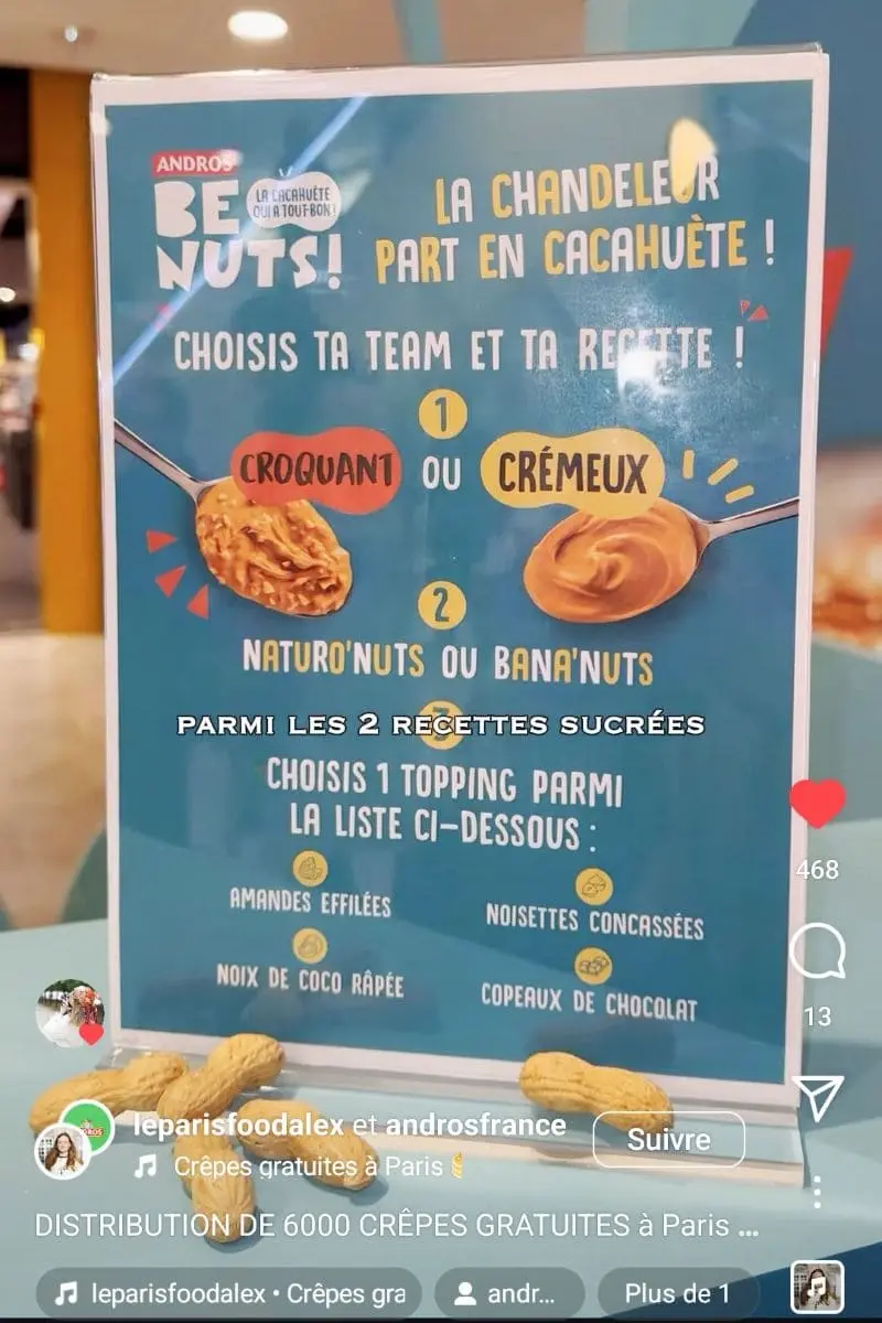 Bon plan Chandeleur : crêpe gratuite avec Andros Be Nuts bon plan chandeleur be nuts andros recette a choisir