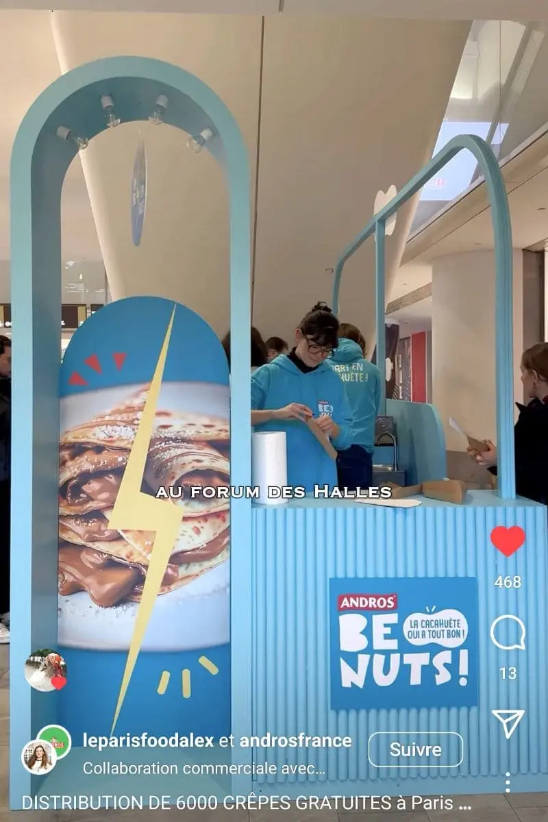 Bon plan Chandeleur : crêpe gratuite avec Andros Be Nuts bon plan chandeleur kiosque gourmand andros be nuts chatelet