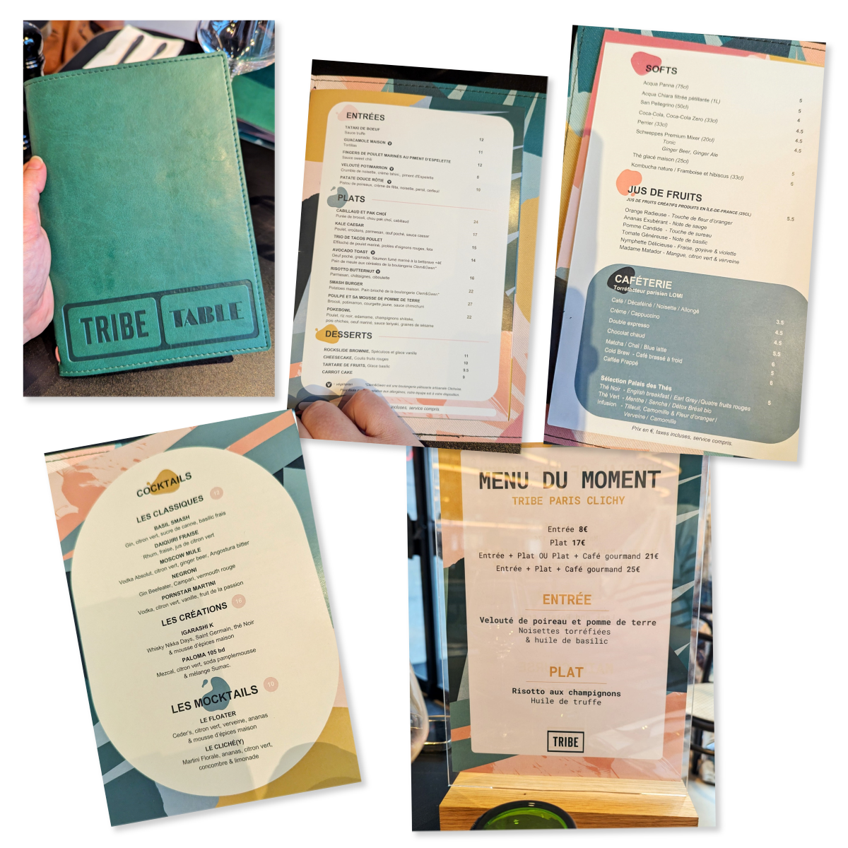 carte du restaurant tribe table clichy