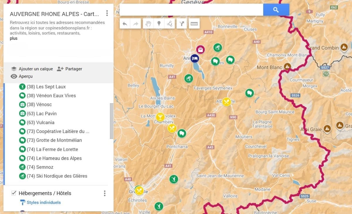 carte touristique de la savoie par copinesdebonsplans.fr