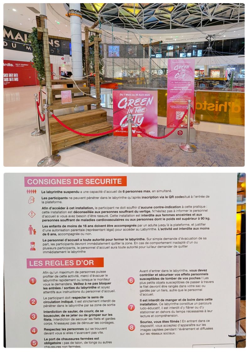 Oserez-vous emprunter ce labyrinthe suspendu 😮 (gratuit) ? entree labyrinthe suspendu beaugrenelle et consignes de securite