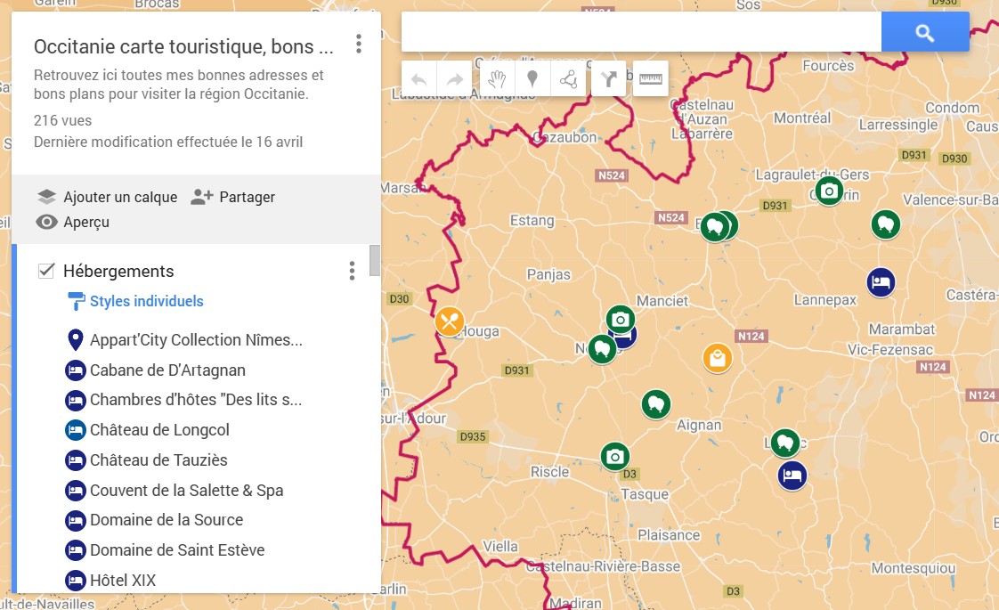 carte touristique du gers par Copinesdebonsplans.fr
