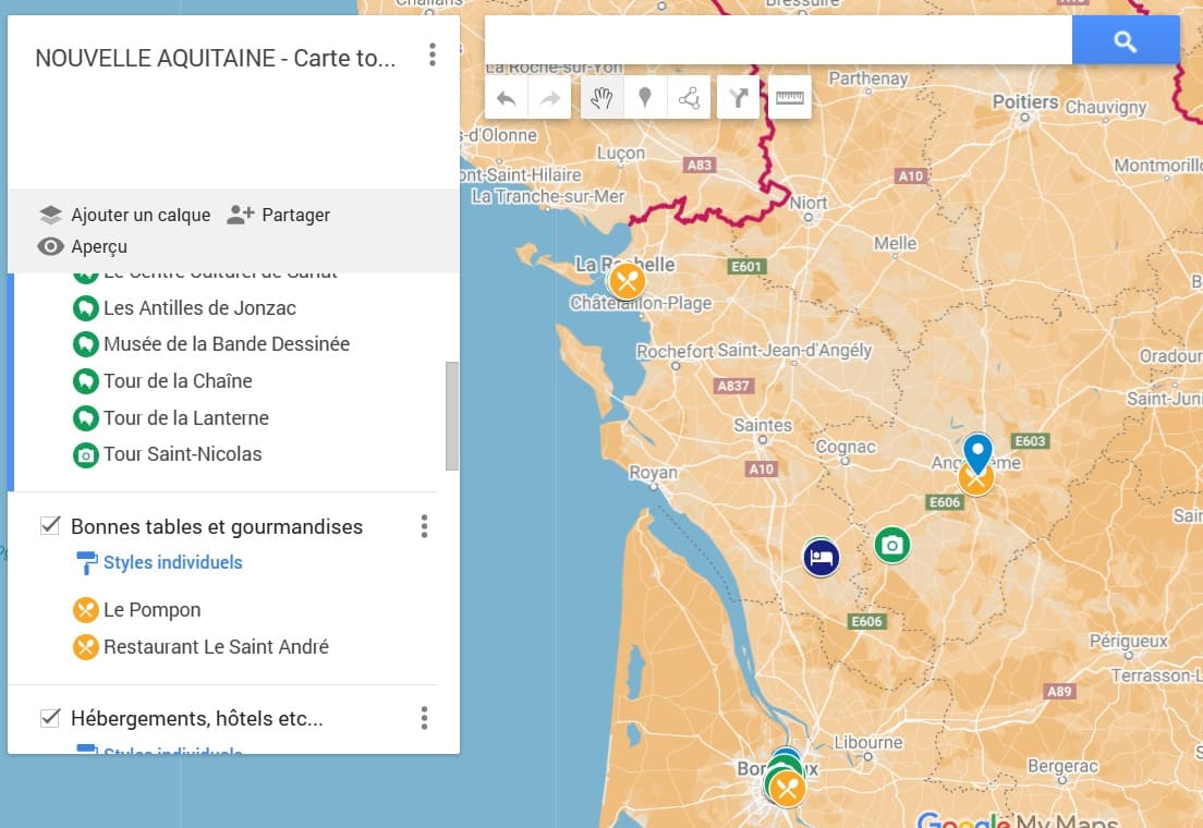 carte touristique des charentes