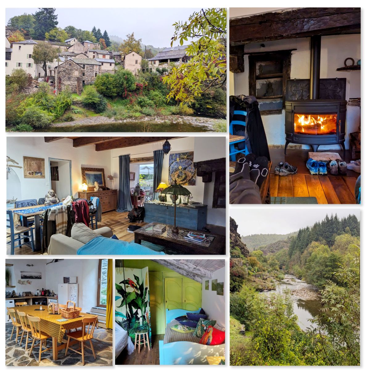 composition photo interieur et exterieur gite ma cabane en lozere dans les cevennes