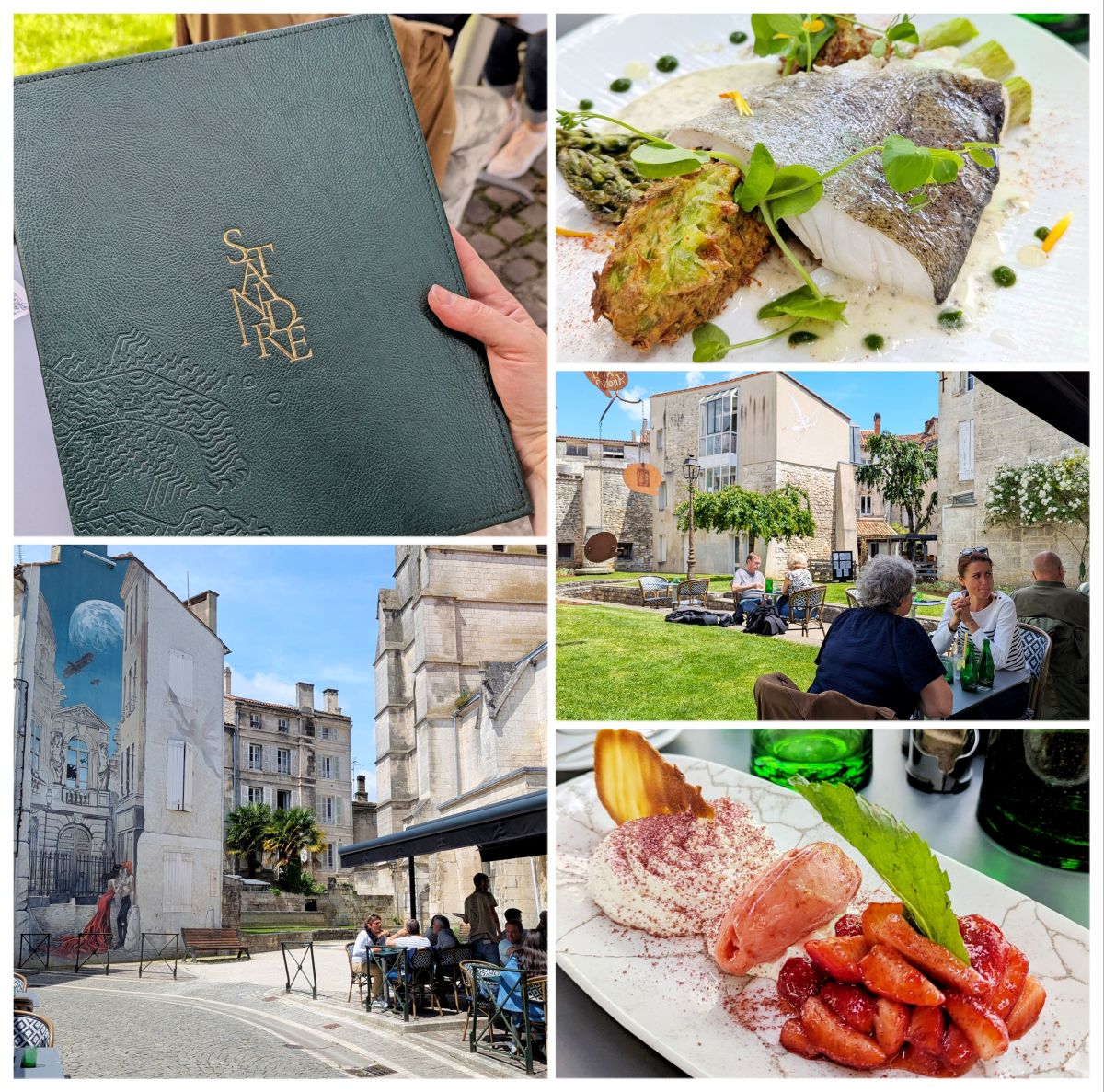 terrasse et plats servis au restaurant le Saint-Andre a Angouleme