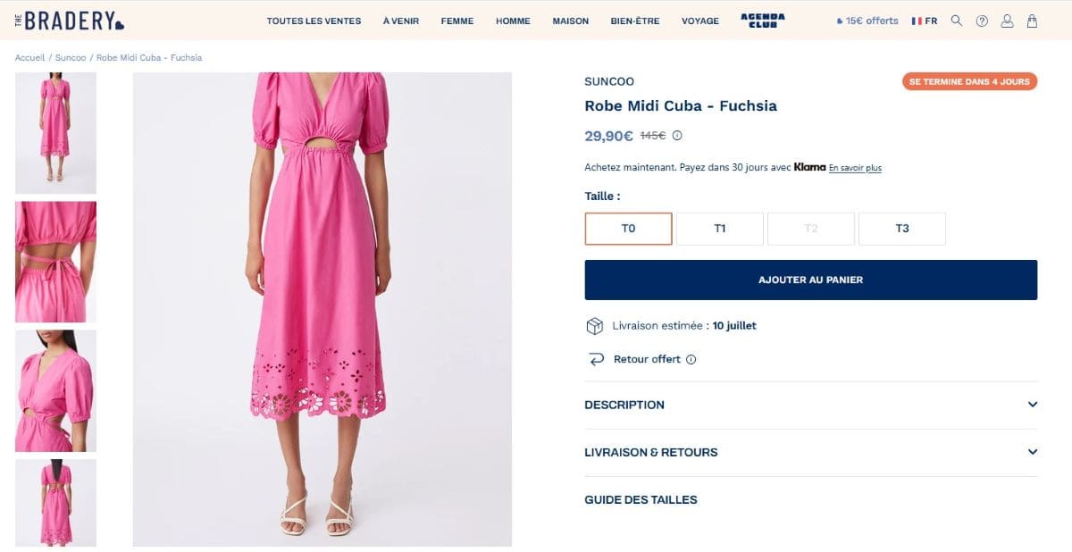 exemple fiche produit robe sur the bradery