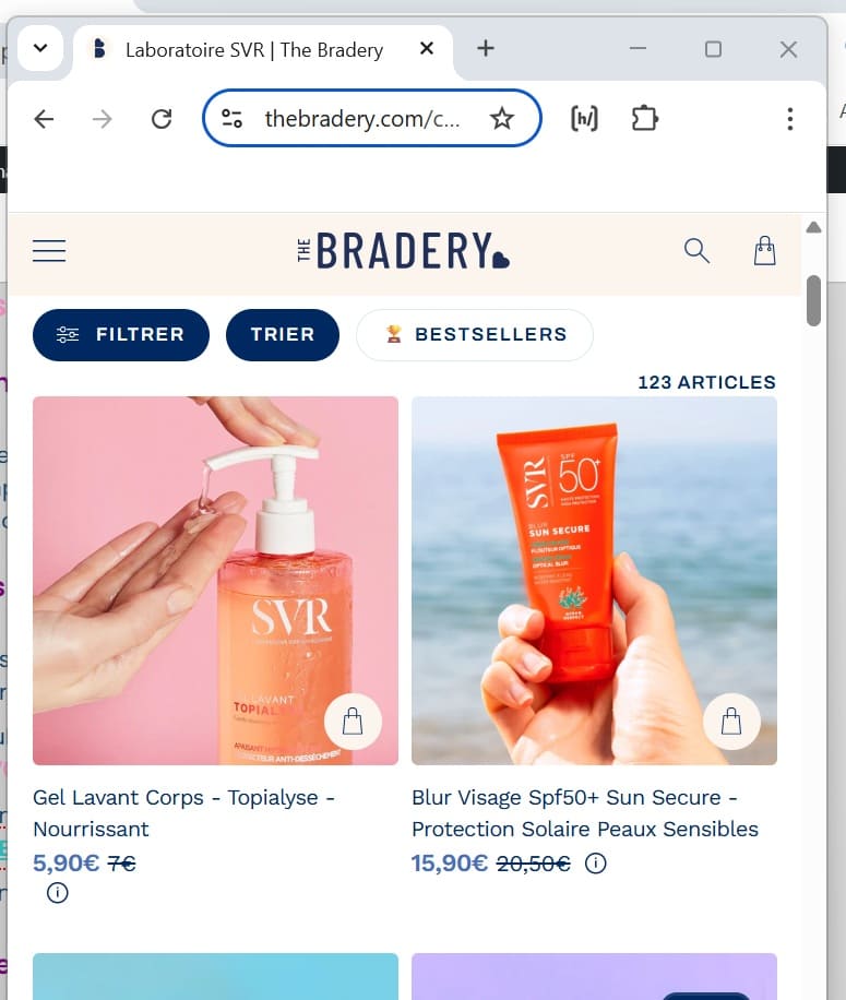 site The Bradery en version mobile
