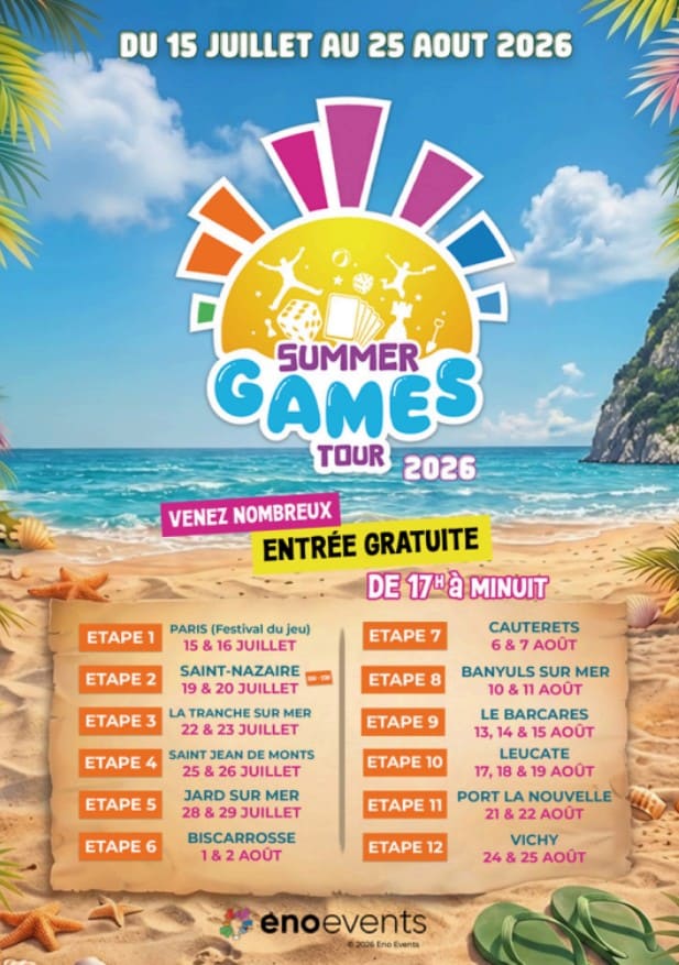 Summer Games Tour 2026 -Jeux gratuits à la plage tout l'été ! affiche de la tournee summer games tour 2026
