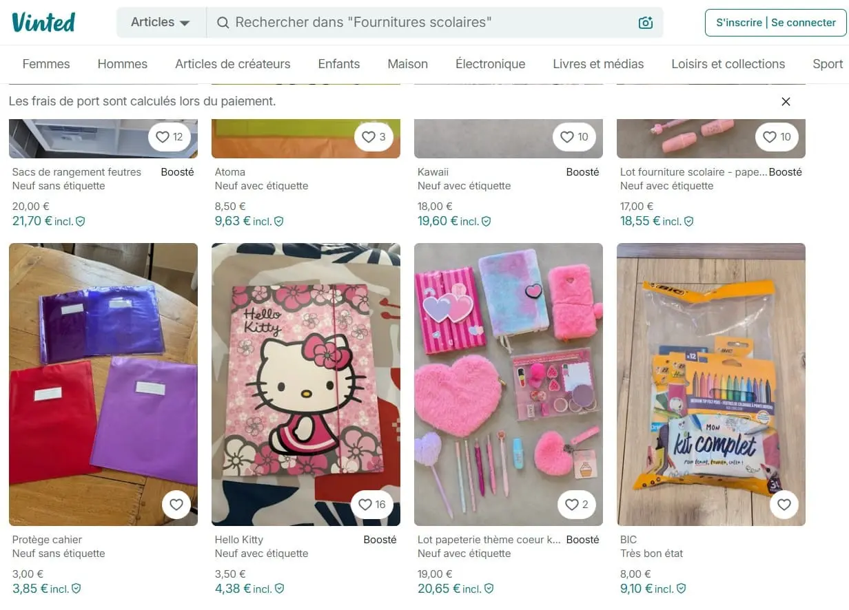 acheter et vendre des fournitures sur vinted