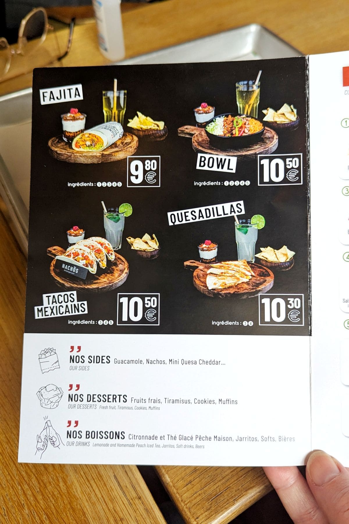carte des tarifs restaurant nachos neuilly sur seine 92