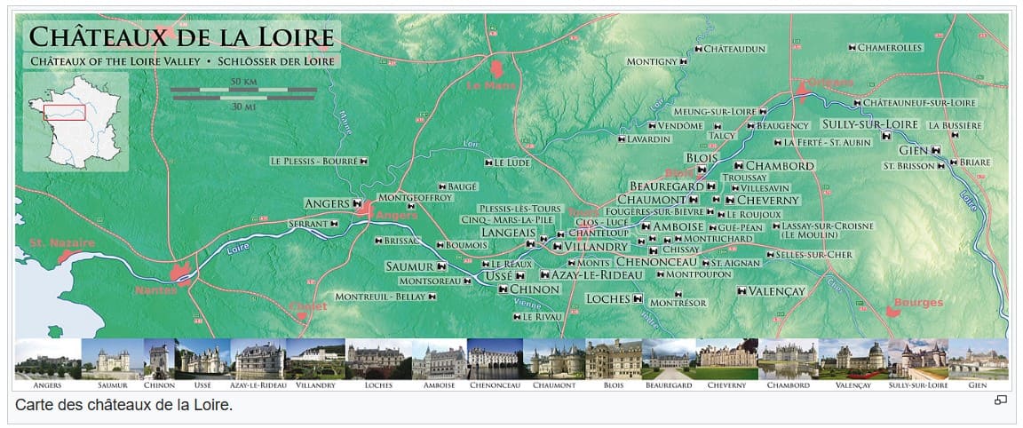 carte des chateaux de la loire en france