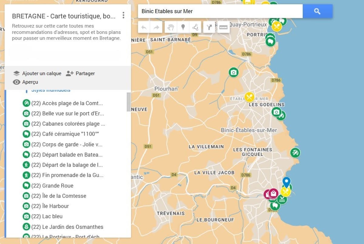 Binic-etables-sur-mer carte touristique