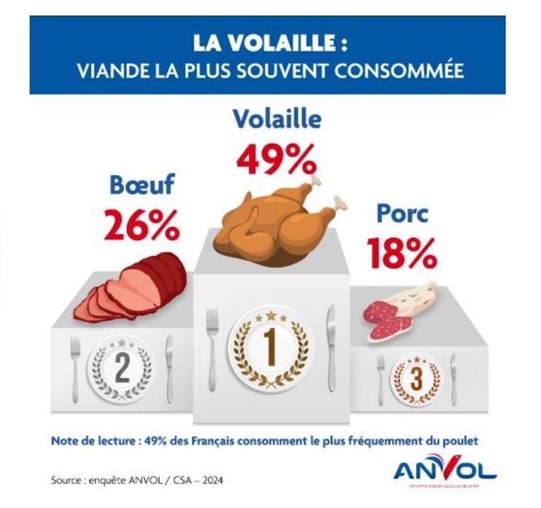 volaille viande la plus consommee par les francais