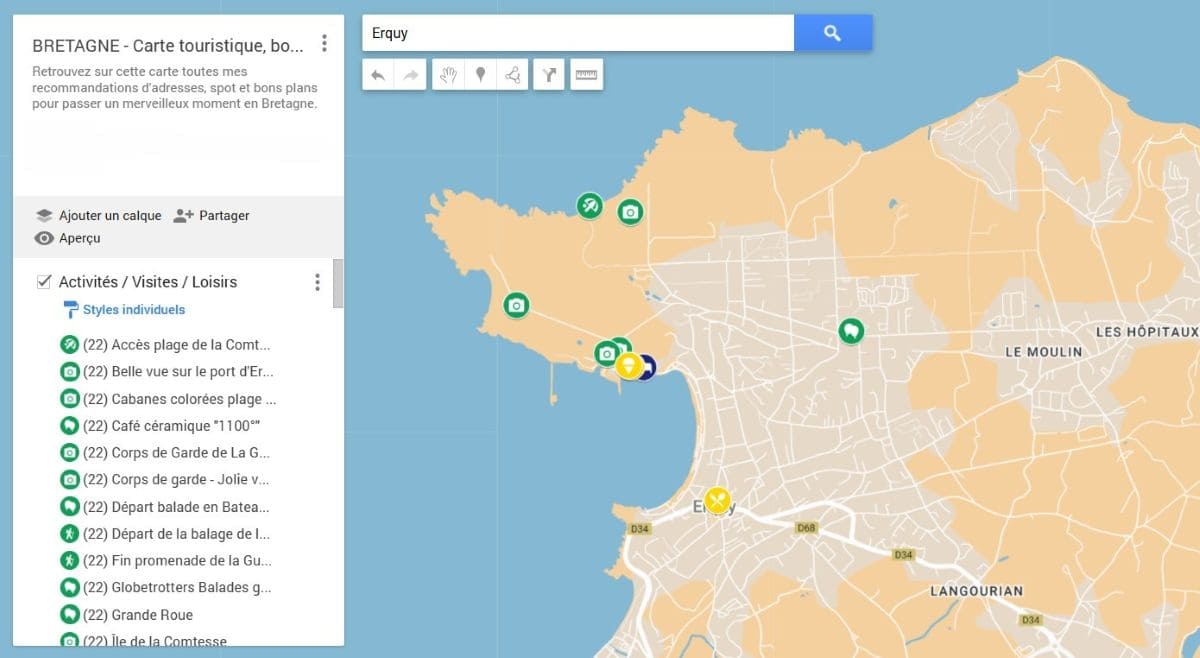 carte touristique erquy et autour