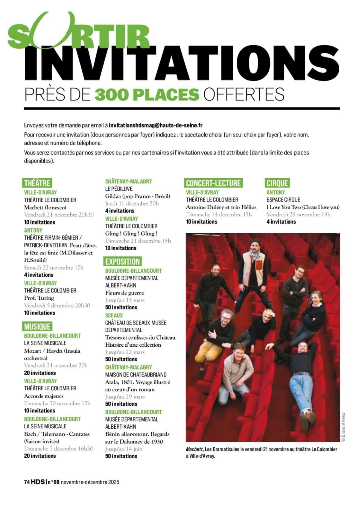 invitations gratuites spectacles 92 page magazine HDS