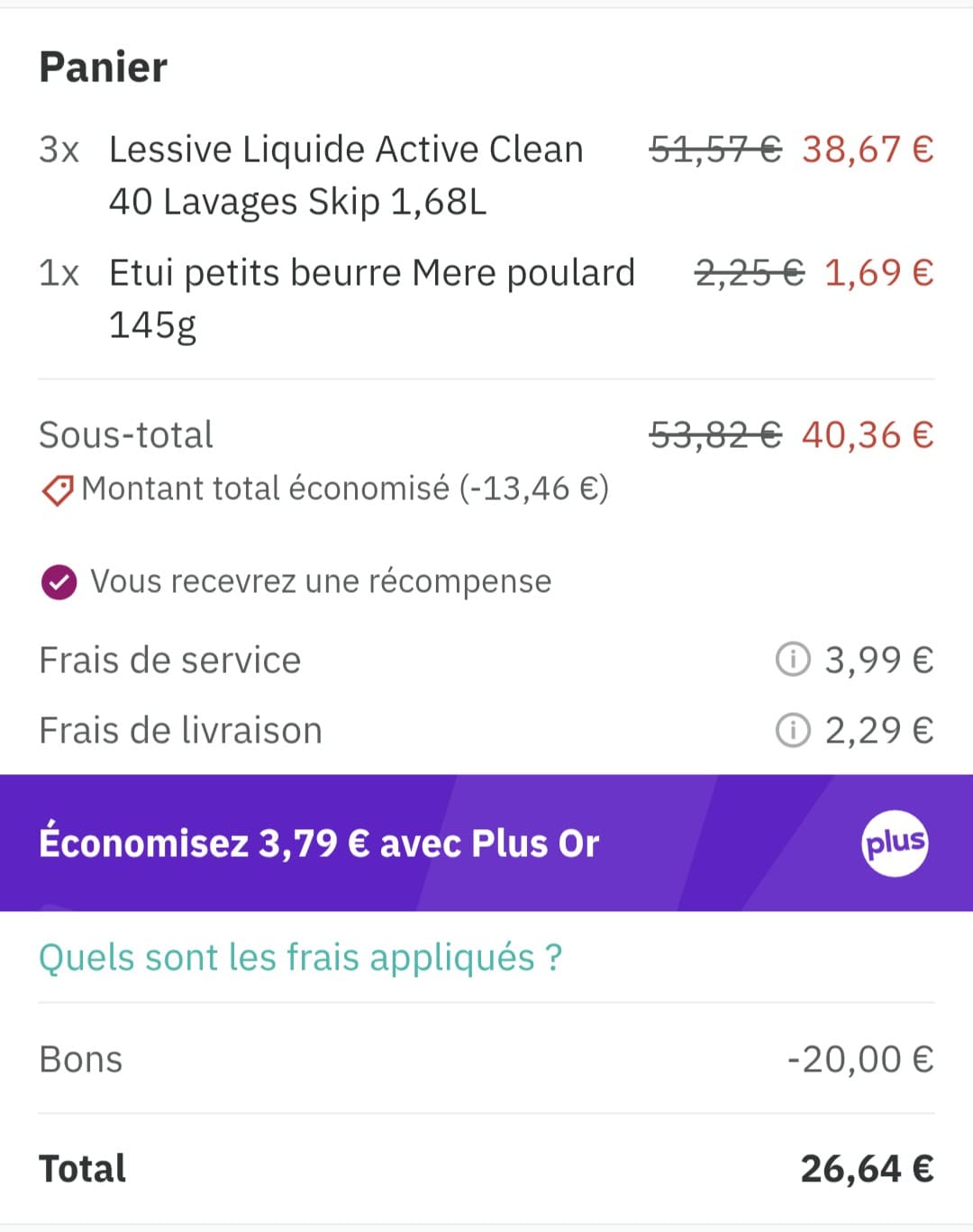 exemple utilisation du code promo franprix dans appli deliveroo