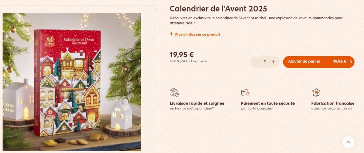 Collection Noël St Michel 2025 : des douceurs à savourer jusqu'à fin décembre ! fiche produit calendrier de l avent st michel 2025