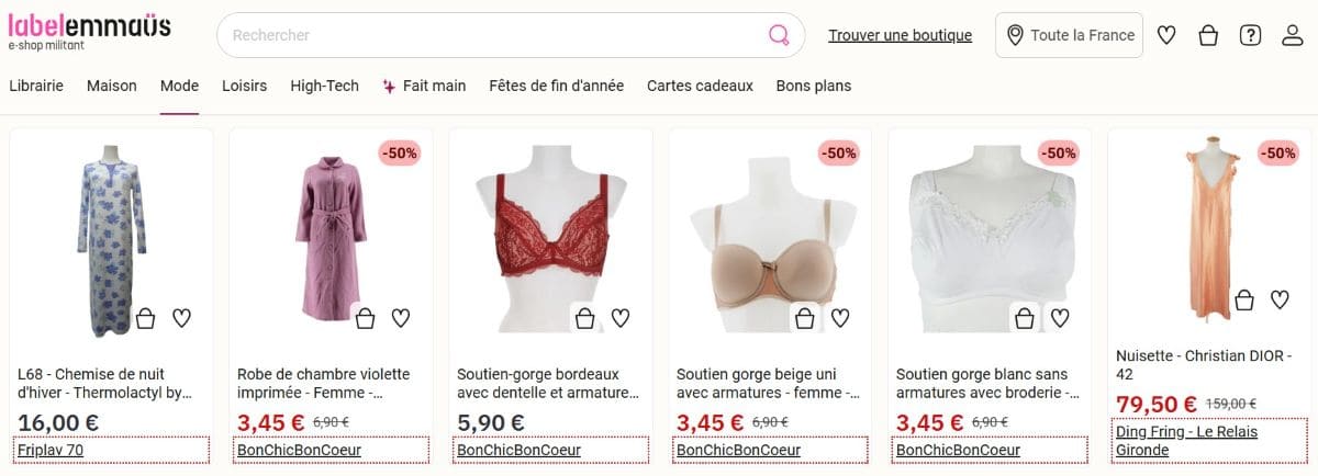 lingerie de seconde main