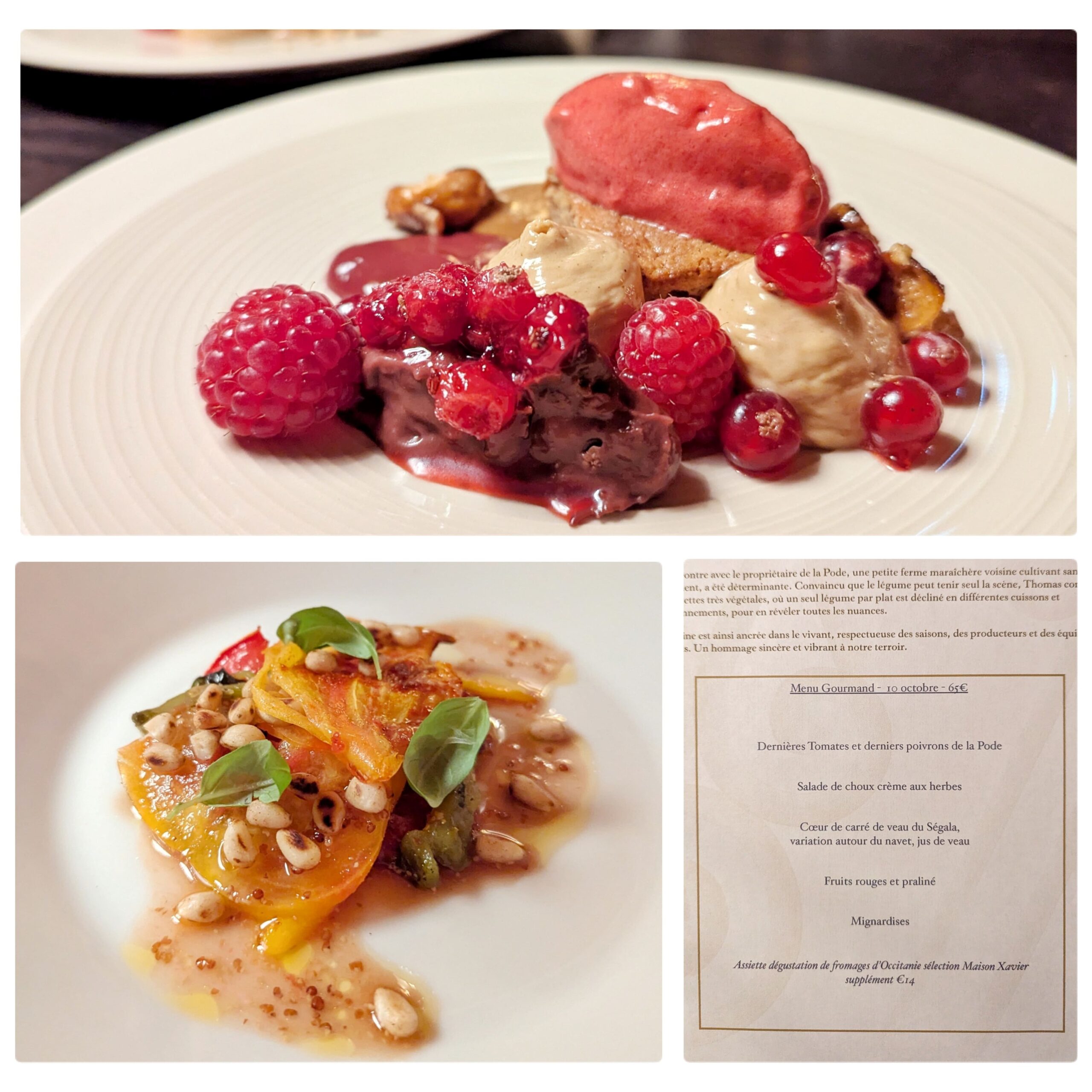 plats et desserts du restaurant le 1669 a siran