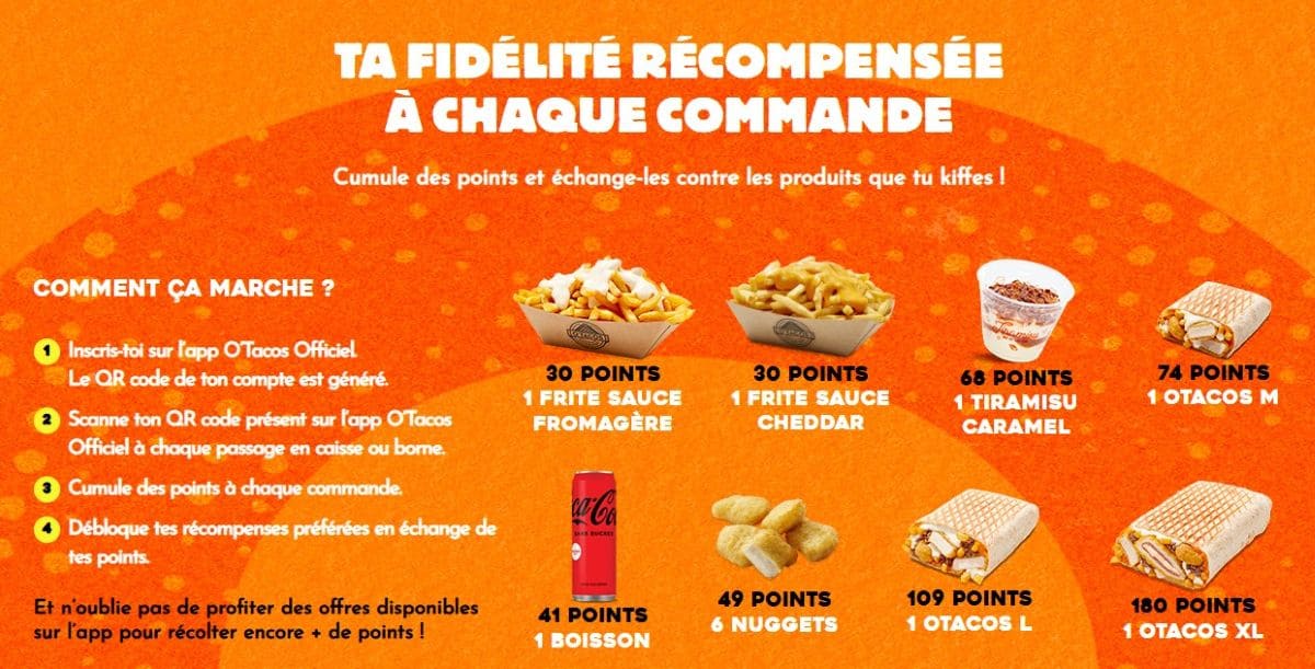 cadeaux programme de fidelite o tacos