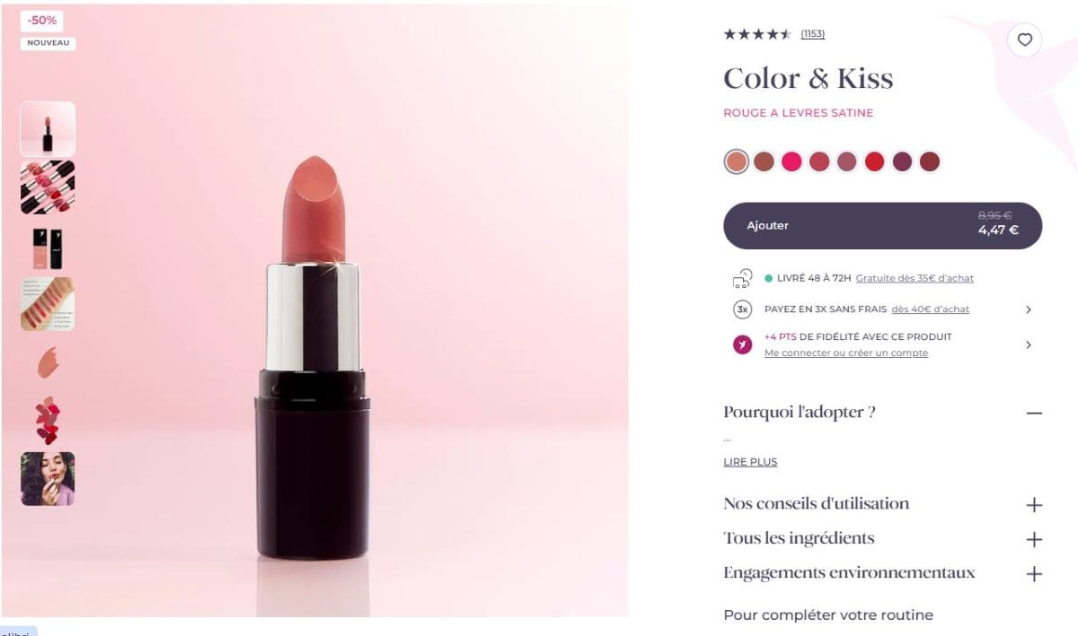Soldes ADOPT : maquillage à –50% et parfums à –30% rouge a levres adopt soldes hiver 2026