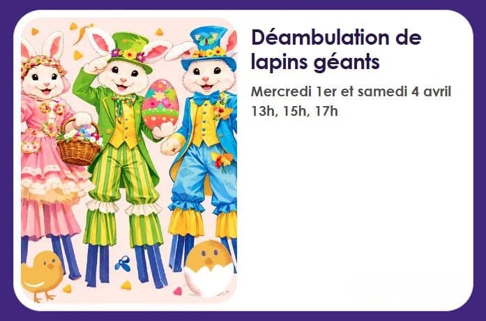 Le Parvis fête Pâques en 2026 : chasse aux oeufs et animations gratuites ! deambulation de lapins geants a la defense pour paques