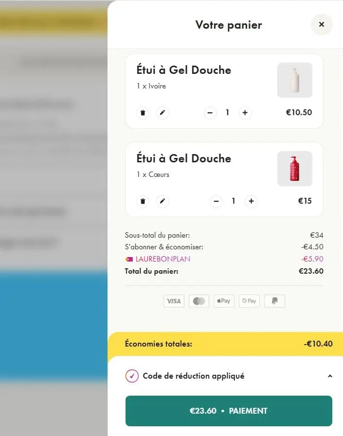 Code LAUREBONPLAN appliqué à un panier WILD de 34€ avec remise d’abonnement, pour un total de 23,60€