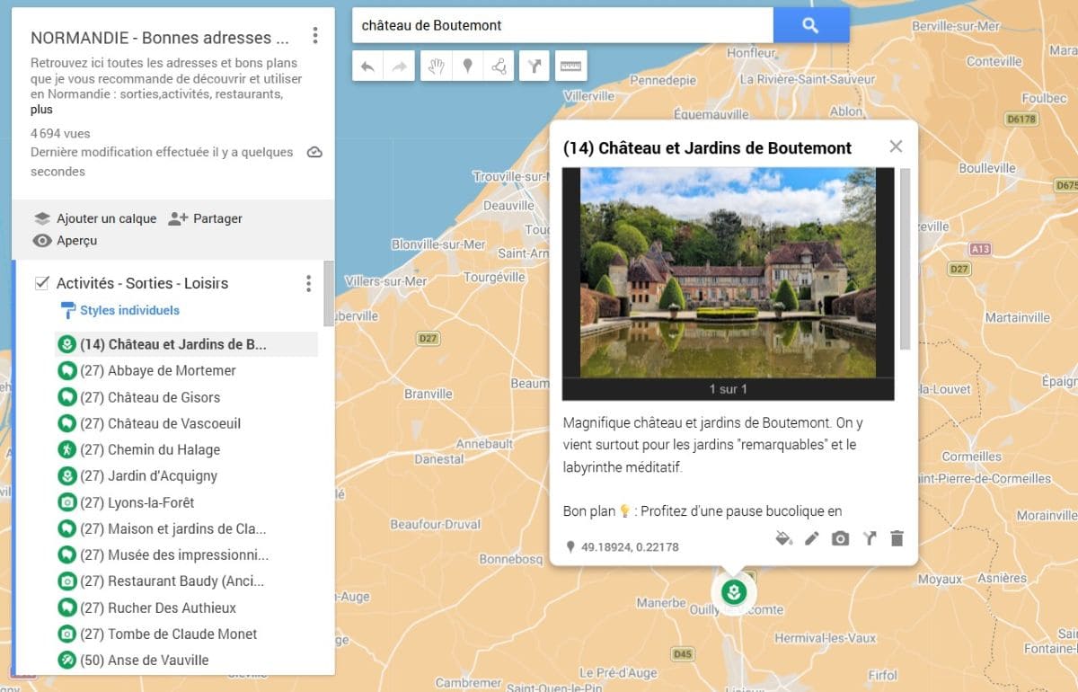 Château de Boutemont, entre contemplation et méditation carte touristique chateau de boutemont en normandie