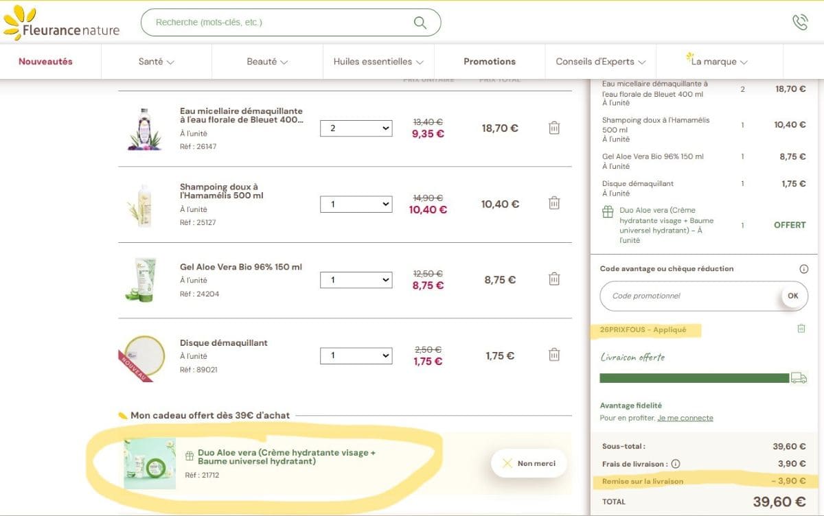 Code promo Fleurance Nature : -30% + 2 soins offerts + livraison gratuite application du code promo fleurance nature sur panier