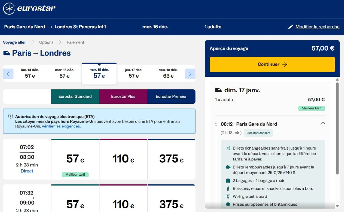 meilleur tarif paris londres en train en réservant sur eurostar