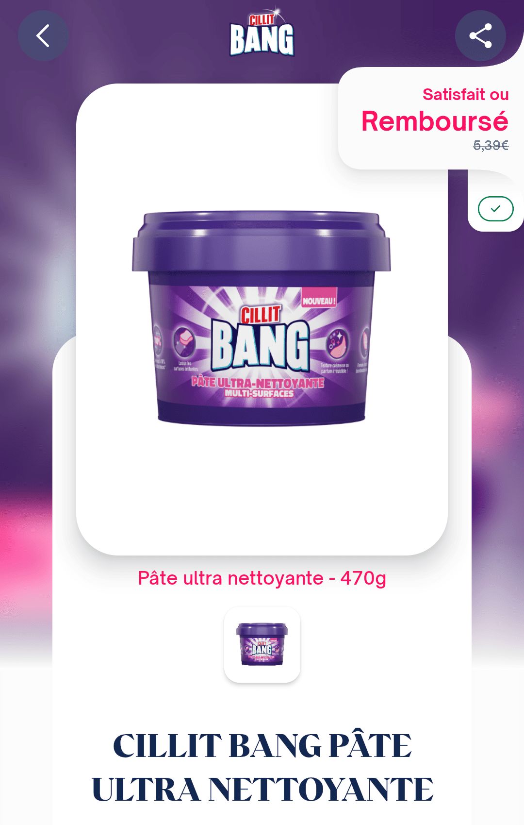 CILLIT BANG, plus que 100% remboursé ! shopmium offre satisfait ou rembourse cillit bang