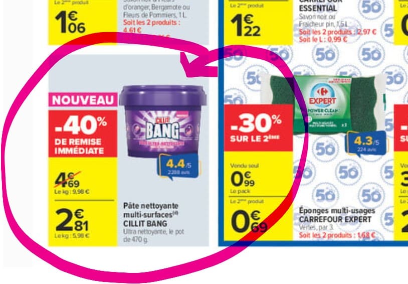 CILLIT BANG, plus que 100% remboursé ! cillit bang en promotion chez carrefour market