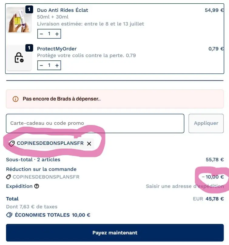 Code promo The Bradery : 10€ offerts sur votre 1ère commande commande the bradery avec usage du code promo copinesdebonsplans.fr