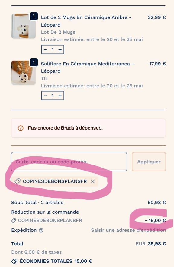 Code promo The Bradery : 15€ offerts sur votre 1ère commande commande the bradery avec usage du code promo copinesdebonsplans.fr