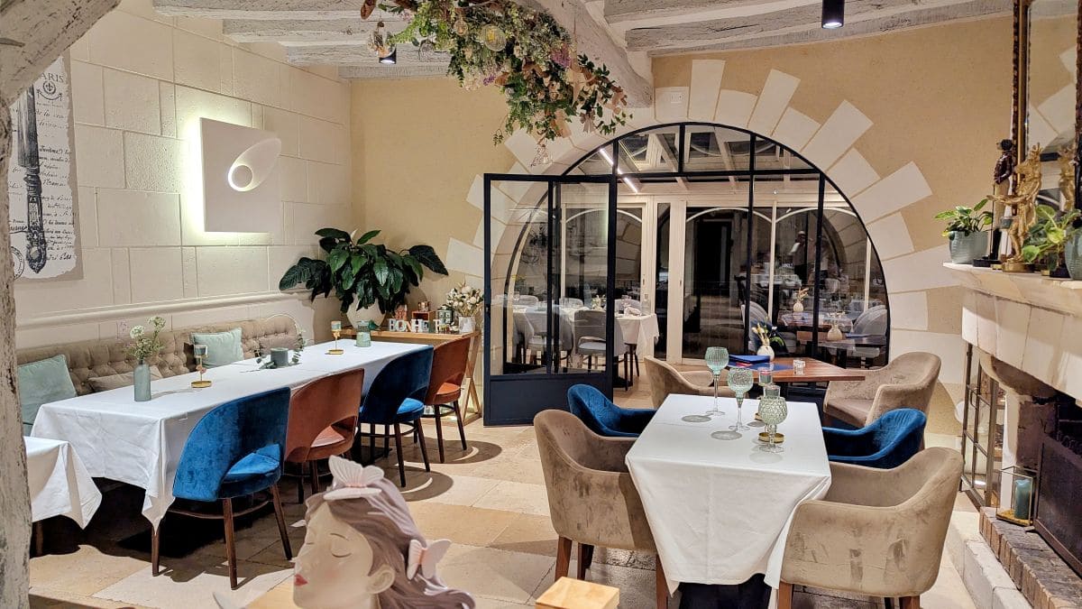 Visiter Loches, pépites et bons plans salle du restaurant le george a loches