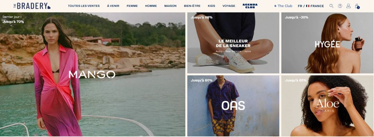 Code promo The Bradery : 15€ offerts sur votre 1ère commande site de ventes privees the bradery